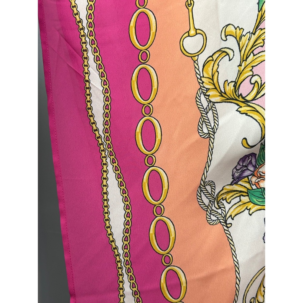 Belle by Kim Gravel Poncho Women XL Pink Floral Baroque Scarf Print Kaftan Top - Picture 6 of 9